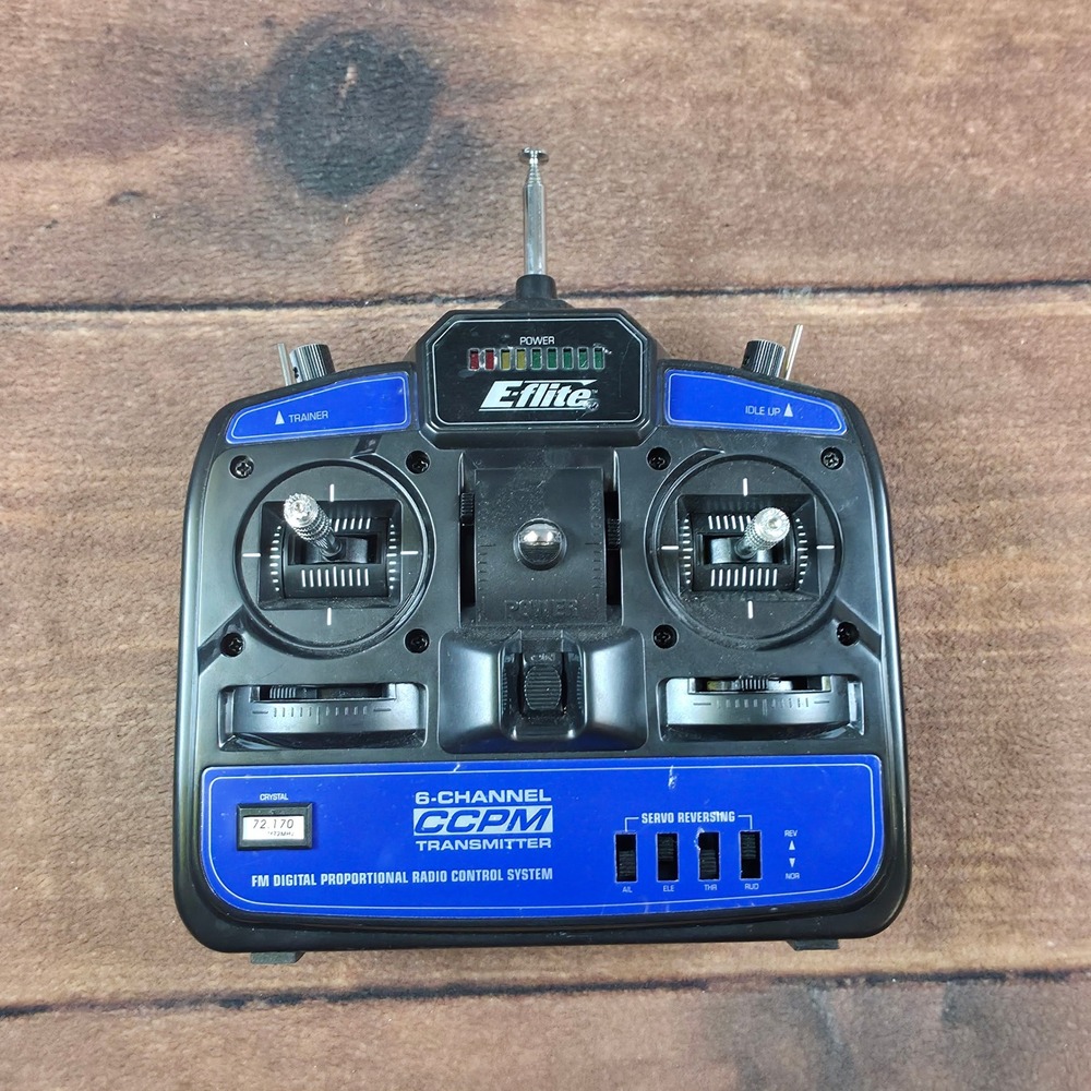 E-flite E6 CCPM Transmitter 6-Channel 72.170MHz Black Good Servo Reversing